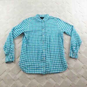 J.Crew Perfect Boy Shirt Womens 6 Plaid Blue Button Up Long Sleeve